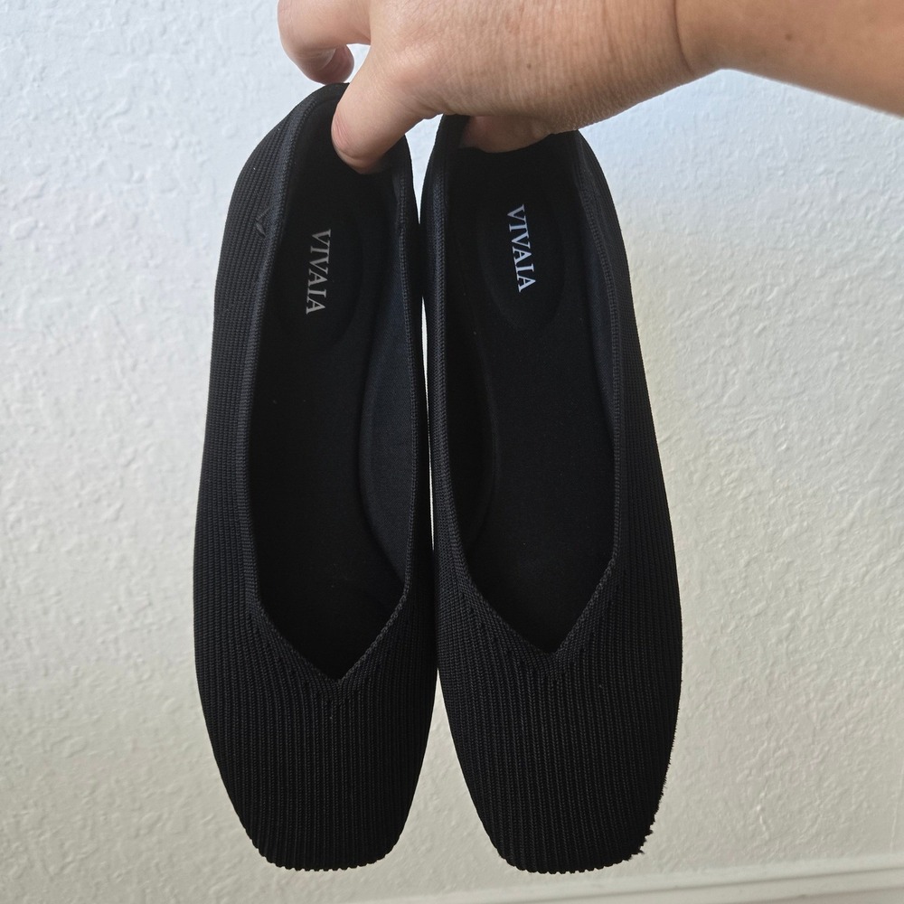 VIVAIA Black Knit Square Toe Ballet Flats Women Size‎ 40 US 9 - Picture 8 of 8